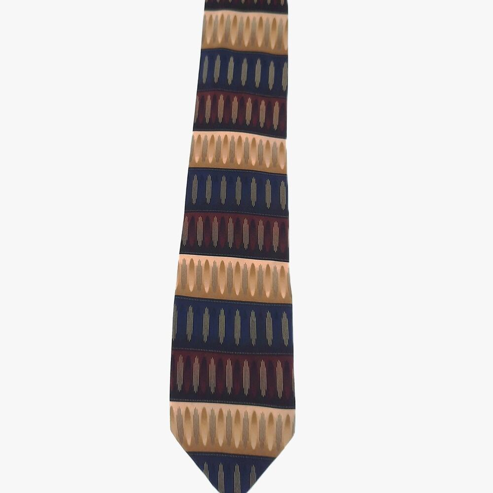 Giorgio Brutini Silk Abstract Tie Men's Vintage Geometric Blue Gold Burgundy